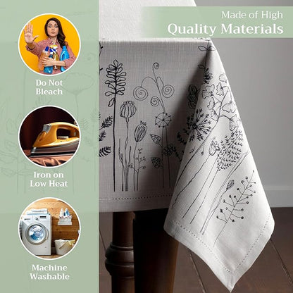Maison d' Hermine Table Cloth Rectangle Table 100% Cotton 60 x 120 Inches Tablecloth Reusable Decorative Everyday Use for Dining Room, Farmhouse, Home, Party, Festive & Wedding Spring Summer - Flore