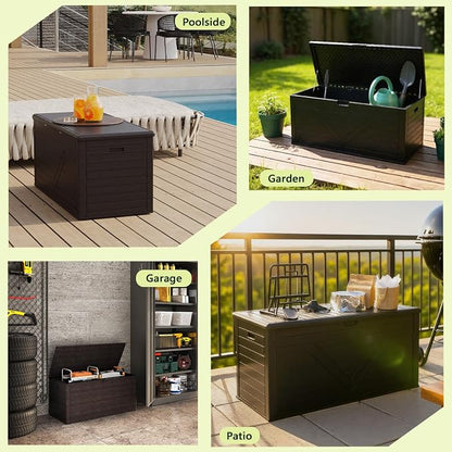 Outdoor Storage Box, 260 Gallon Deck Box Outdoor Storage Bench Outside - Image 8