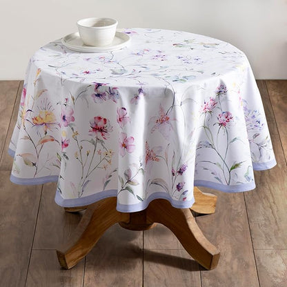 Maison d' Hermine Table Cloth Round Table 100% Cotton 63 Inches Tablecloth Reusable Decorative Everyday Use for Dining Room, Farmhouse, Home, Party, Festive & Wedding Spring Summer - Summer Floral