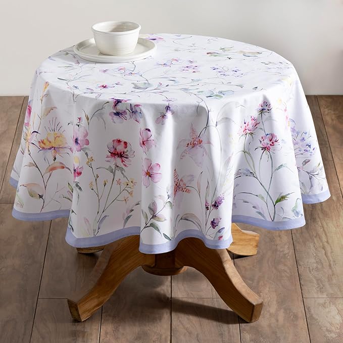 Maison d' Hermine Table Cloth Round Table 100% Cotton 69 Inches Tablecloth Reusable Decorative Everyday Use for Dining Room, Farmhouse, Home, Party, Festive & Wedding Spring Summer - Summer Floral