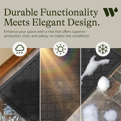 WaterHog Heavy Duty Doorway Mat, 2' x 3', Made in USA, Durable & Skid-Resistant Entryway Mat, Water-Trapping, Indoor/Outdoor Decorative Floor Covering, Cordova Collection, Charcoal
