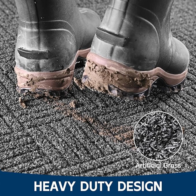 Front Door Mat Outside Entrance, 6' x 4' Heavy Duty Indoor Outdoor Door Mats for Entryway, Trap Dirt Outdoor Doormat Low Profile, Non Slip Welcome Mats for Front Door, Artificial Grass