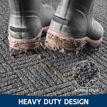 Front Door Mat Outside Entrance, 6' x 4' Heavy Duty Indoor Outdoor Door Mats for Entryway, Trap Dirt Outdoor Doormat Low Profile, Non Slip Welcome Mats for Front Door, Artificial Grass