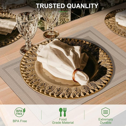 BETEAM Placemats Set of 8, Woven Vinyl Placemat for Dining Table Washable Wipeable Kitchen Place Mats Durable Indoor Outdoor Table Mats