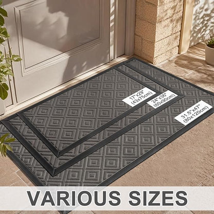 LEKEEPGO Large Front Door Mat Outside Entrance 31.5"x47", Drainage Welcome Matt Outside, Absorbent Doormat, Non Slip Rubber Mats, Dirt Resist Door Mats for Front Door, Patio, Home Entrance, Grey