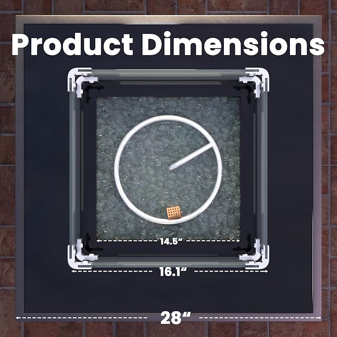 Propane Outdoor Fire Pit Table, 28" Rattan Square Fire Pit Table, Outdoor Gas FirePit W/Glass Wind Guard, Tempered Glass Tabletop, Lid, CSA Listed, 50,000 BTU, Outside Patio Deck & Garden, Brown