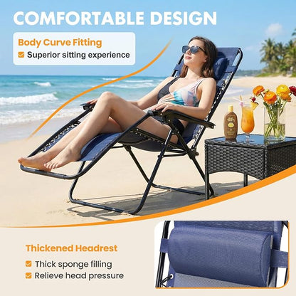 NEWBULIG Zero Gravity Chairs Set of 2, Lounge Chair Folding Portable Adjustable - Image 4