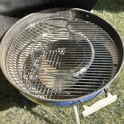 Hinged Cooking Grate for 22.5” Charcoal Grill, Charcoal Kettle, One-Touch Silver, Bar-B-Kettle, Master-Touch,Performer, 21.5" Gourmet BBQ System,Grill Grate Replacement Part for Weber 8835 with Handle