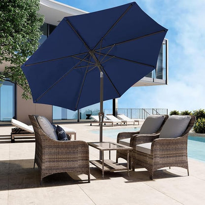 JEAREY 9FT Outdoor Patio Umbrella, Market Umbrella, Deep Blue | Outdoor Table - Image 4