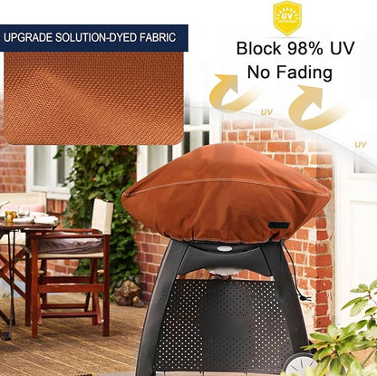 NettyPro Grill Cover for Small Q Series Grills, Waterproof Heavy Duty Portable Grill Cover for Q 1400/1000 Series and Baby Q Gas Grill, Brown