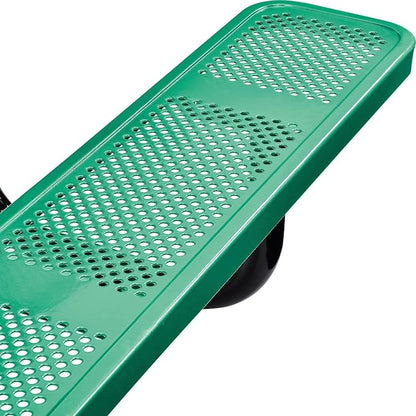 Global Industrial 72" Rectangular Picnic Table, Perforated Metal, Thermoplastic Coating, Attached Benches, 1-1/2” Umbrella Pole Hole, Outdoor-Rated, 1000 lbs Capacity, Green