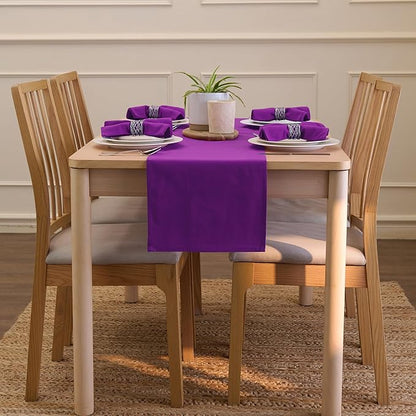 Encasa XO Table Runner 13"x48" Long | Cotton Canvas Fabric | Purple Solid Color | Machine Washable & Durable