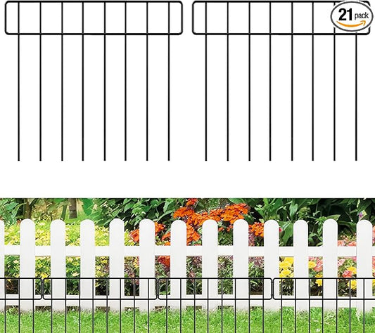 30Ft(L) X 13Inch(H) Animal Barrier Fence - 21 Pack Garden Fence Animal Barrier Garden Border, Rustproof Metal Fencing Panels, No Dig Fence Panels Defense for Dogs, Rabbits, Outdoor Patio