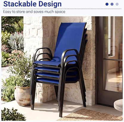 Tangkula Stackable Patio Dining Chairs Set of 4, Outdoor Armchairs - Image 5
