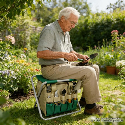 Folding Gardening Stool with Detachable Storage Tote Bag, Portable Garden Seat - Image 2