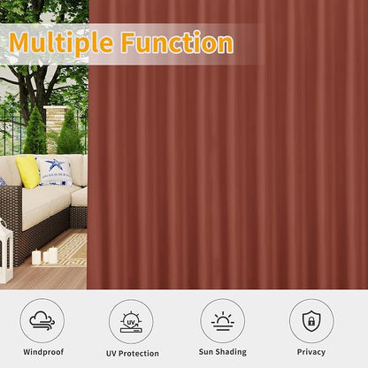 Easy-Going Outdoor Patio Curtains 2 Panels, 110x84 inch, Terra Red | Privacy - Image 5