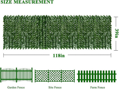 iCover Artificial Ivy Privacy Screen for Fence, 39x118in Strengthened Joint Prevent Leaves Falling Off, Faux Hedge Panels Greenery Vines, Decorative Fences for Outdoor, Garden