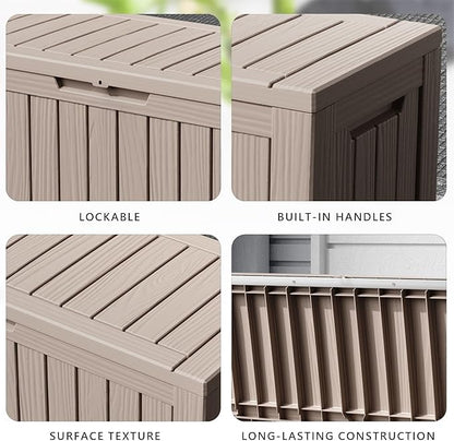 80 Gallon Waterproof Resin Deck Box, UV Resistant Outdoor Storage for Garden, Patio, Porch, Delivery（Black，80 Gallon）