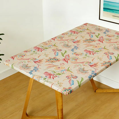 Rectangle Picnic Table Cloth, Elastic Waterproof Fitted Vinyl Tablecloths for 5 Foot Tables, Wipeable Flannel Backed Table Covers for Dining, Camping, Outdoor(Songbird,36"x60")
