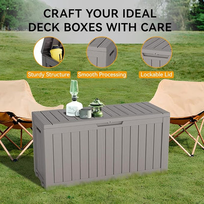 Deck Box, 82 Gallon Resin Indoor and Outdoor Storage Box Waterproof - Image 4