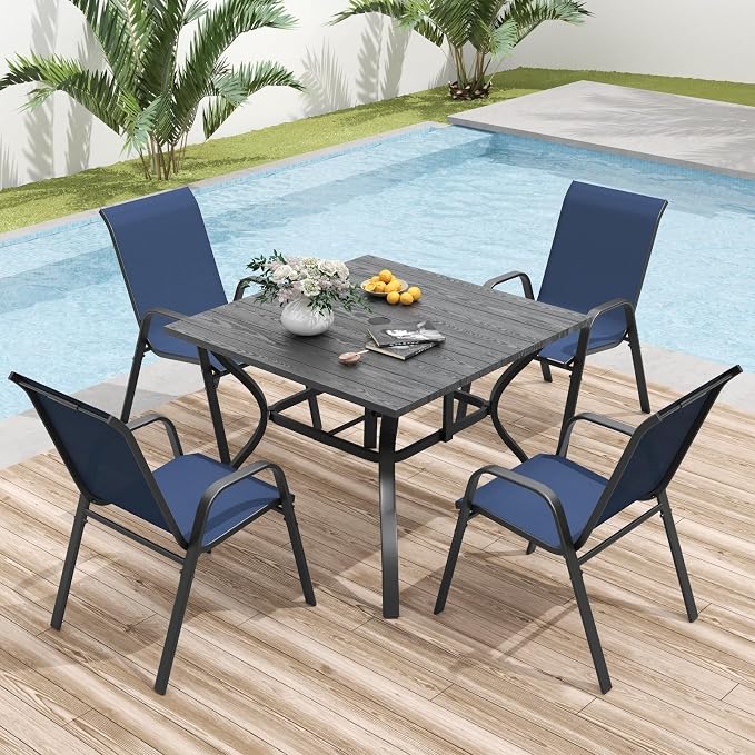 Patio Dining Chairs Set of 4 Outdoor Stackable Dining Chairs - Image 2