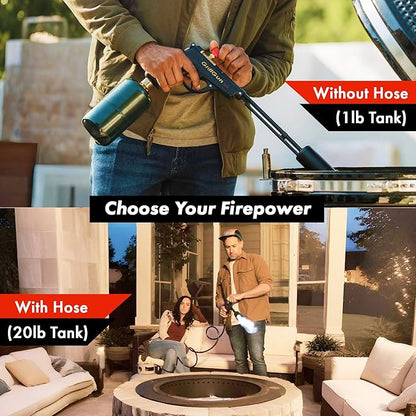 Grillblazer GrillGun Handheld Propane Charcoal Torch – 400,000+ BTU Flame Torch for Instant Charcoal Ignition, Outdoor Cooking, Firepits, Camping, BBQ – Portable High-Power Blowtorch With Hose