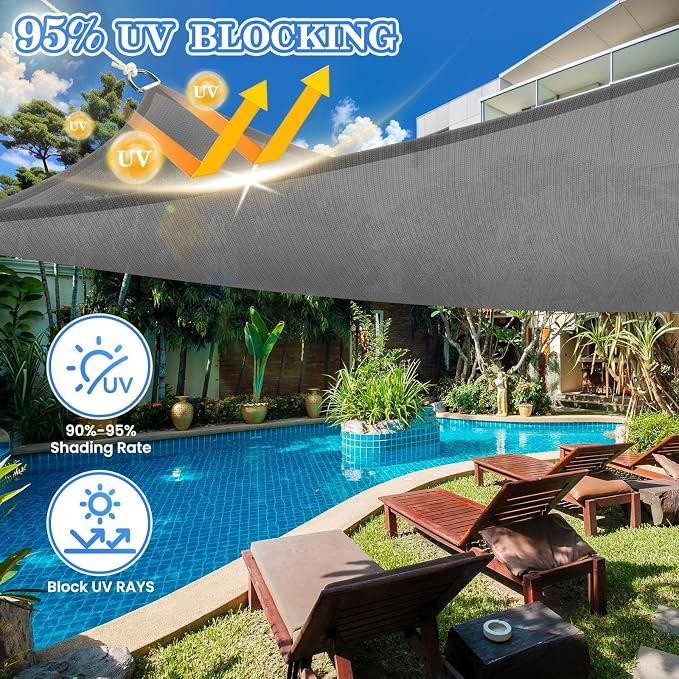 HappyTrends Sun Shades Outdoor Patio, Shade Sail UV Protection Beach Canopy | - Image 6