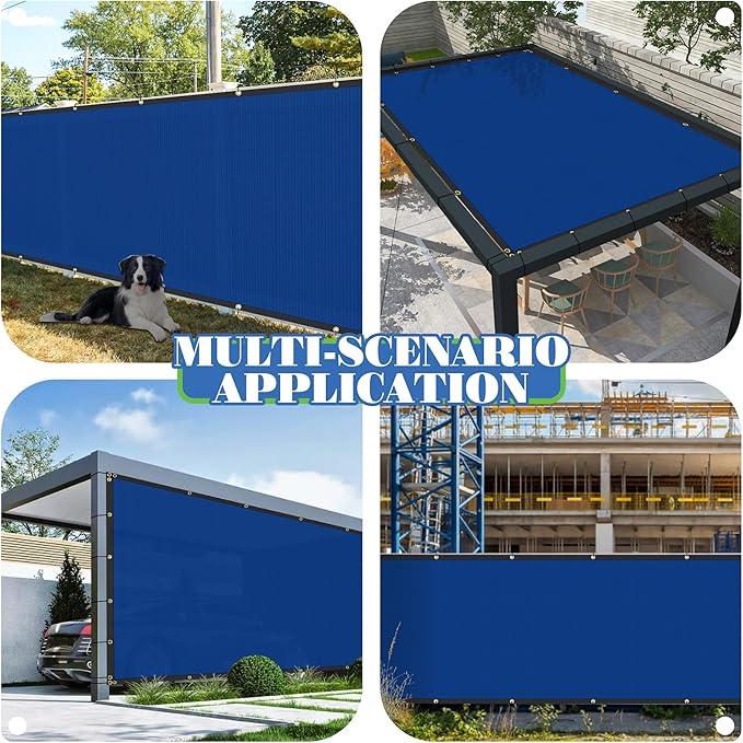 ECOOPTS 4'x62' Privacy Fence Screen Windscreen with Copper Grommets, Fit for Commercial Fence and Residential Garden Outdoor 90% UV Blockage, Cable Zip Ties Included (Blue)