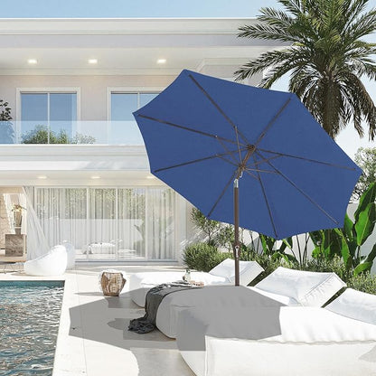 JEAREY 9FT Outdoor Patio Umbrella, Market Umbrella, Dark Blue | Outdoor Table - Image 4