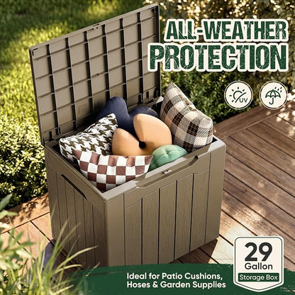 Devoko 29 Gallon Deck Box, Waterproof Resin Outdoor Storage Box | Lockable and - Image 3