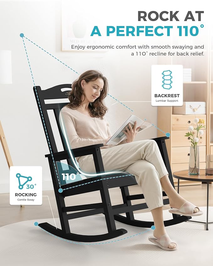 Oversized Outdoor Rocking Chairs Set of 2, 380lbs Heavy-Duty Large Patio Rocker - Image 7