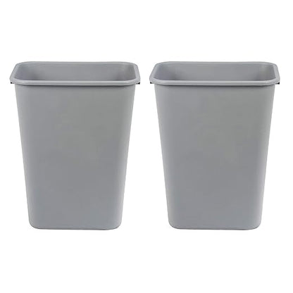 Amazon Basics Rectangular Commercial Office Wastebasket, 10 gallon (Pack of 2), Grey