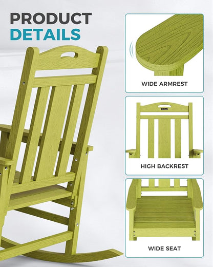 Oversized Outdoor Rocking Chairs Set of 4, 380lbs Heavy-Duty Large Patio Rocker - Image 6