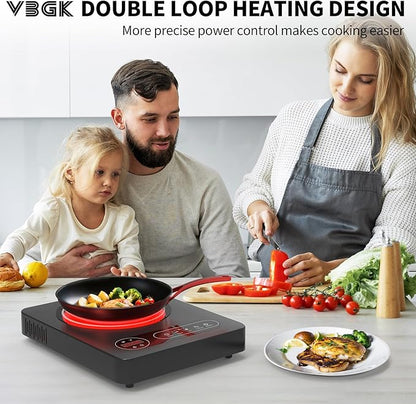 VBGK Single Burner Electric Cooktop,110V 1800W Electric Stove Top with LED Touch Control, 10 Power Levels, 4 hTimer, Safety Lock,Portable single burner cooktop