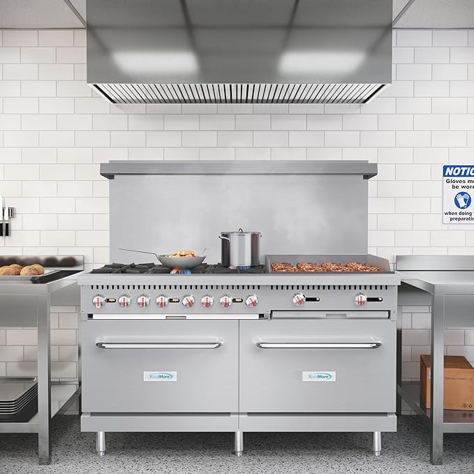 KoolMore 60 in. 6 Burner Commercial Liquid Propane Range with 24 in. Griddle (KM-CRG60-LP)