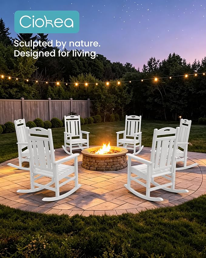 Oversized Outdoor Rocking Chairs Set of 8, 380lbs Heavy-Duty Large Patio Rocker - Image 7