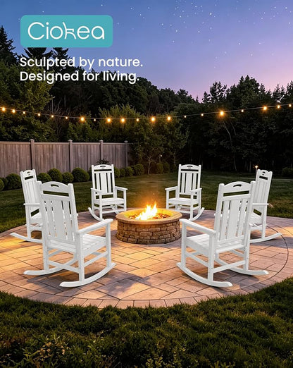 Oversized Outdoor Rocking Chairs Set of 8, 380lbs Heavy-Duty Large Patio Rocker - Image 7