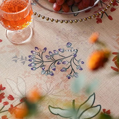 patdrea Designer French Linen Square Table Cloth,Vintage Red Floral Breathable Dacorative Tablecloth,Small Fall Table Cover for Kitchen Dining,Christmas,Holiday,Thanksgiving,67"x67"-Newmari