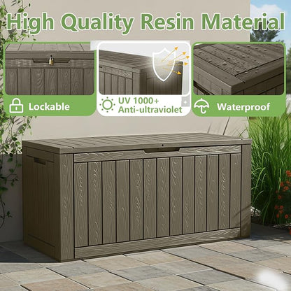 110 Gallon Waterproof Large Resin Deck Box, Lockable Large Outdoor Storage Box - Image 3