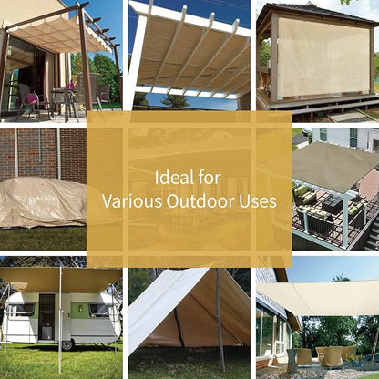 GUARD SHIELD Beige Tarp Heavy Duty Waterproof 12x20 Feet Outdoor Poly Tarps Cover Thick UV Resistant Canopy Tarpaulin with Grommets 10mil