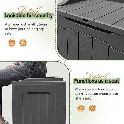 Greesum 31 Gallon Resin Deck Box All Weather Outdoor Storage Boxes - Image 4
