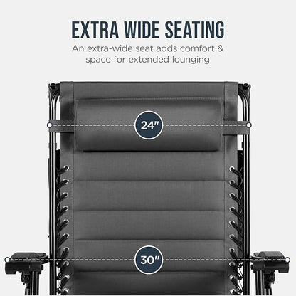 Best Choice Products Oversized Padded Zero Gravity Chair w/Canopy Headrest Cup - Image 5