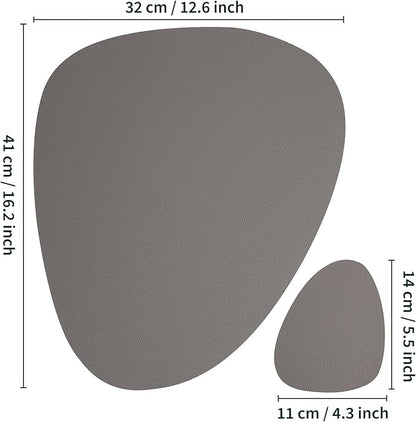 Myir JUN Placemats, Dual-Sided Placemats Waterproof Faux Leather Placemats Set of 4 Place Mats and Coasters Non-Slip Washable Table Mats for Dining Table (Gray Pink, Set of 4)