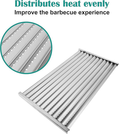 Cast Iron Grill Grates and Stainless Steel Emitter Plates for Charbroil Commercial Infrared 4 Burner 463242715, 463242716, 463276016, 466242715, 466242815, 463257520 Gas Grills