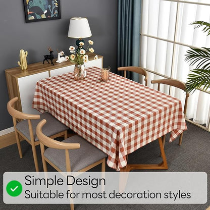 Gingham Table Cloth for Rectangle Tables Orange Checkered Plaid Tablecloth Heavy Duty Cotton Blend Washable & Wrinkle Table Cover for Outdoor Kitchen Dining Picnic Camping (52x70 Inch)