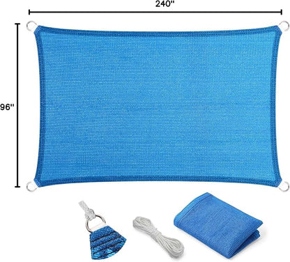 Eden's Decor Straight Flat-Edged 8' x 20' Blue Sun Shade Sail Rectangular - Image 9