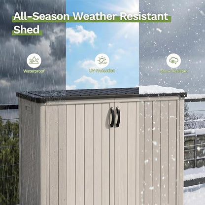 Patiowell 50 cu.ft Plastic Vertical Outdoor Storage Shed, Waterproof Resin - Image 5