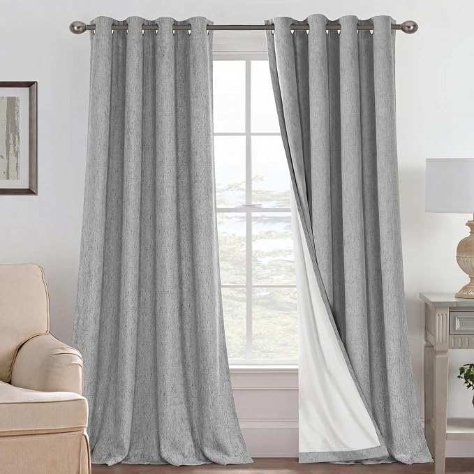 H.VERSAILTEX Blackout Curtains Linen Curtains 120 inches Long 100% Black Out by HVERSAILTEX