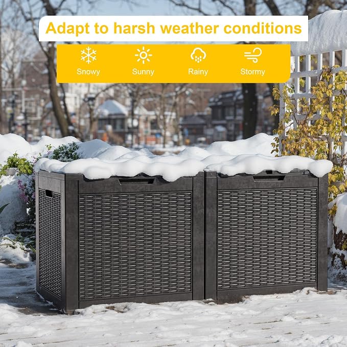 PatioZen 36 Gallon Deck Box Outdoor, Weatherproof Resin Patio Storage Box - Image 5
