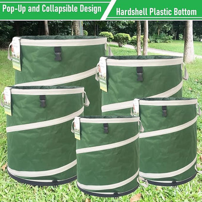 24 Gallon and 32 Gallon Collapsible Trash Can Solid Bottom for Garden Debris Bag,Yard Waste Bag,Pop-Up Trash Can,Recycling Bin,RV Camping Waste Bin,Laundry Hamper,Lawn Grass,Yard Weeds Bags,Leaf Bags